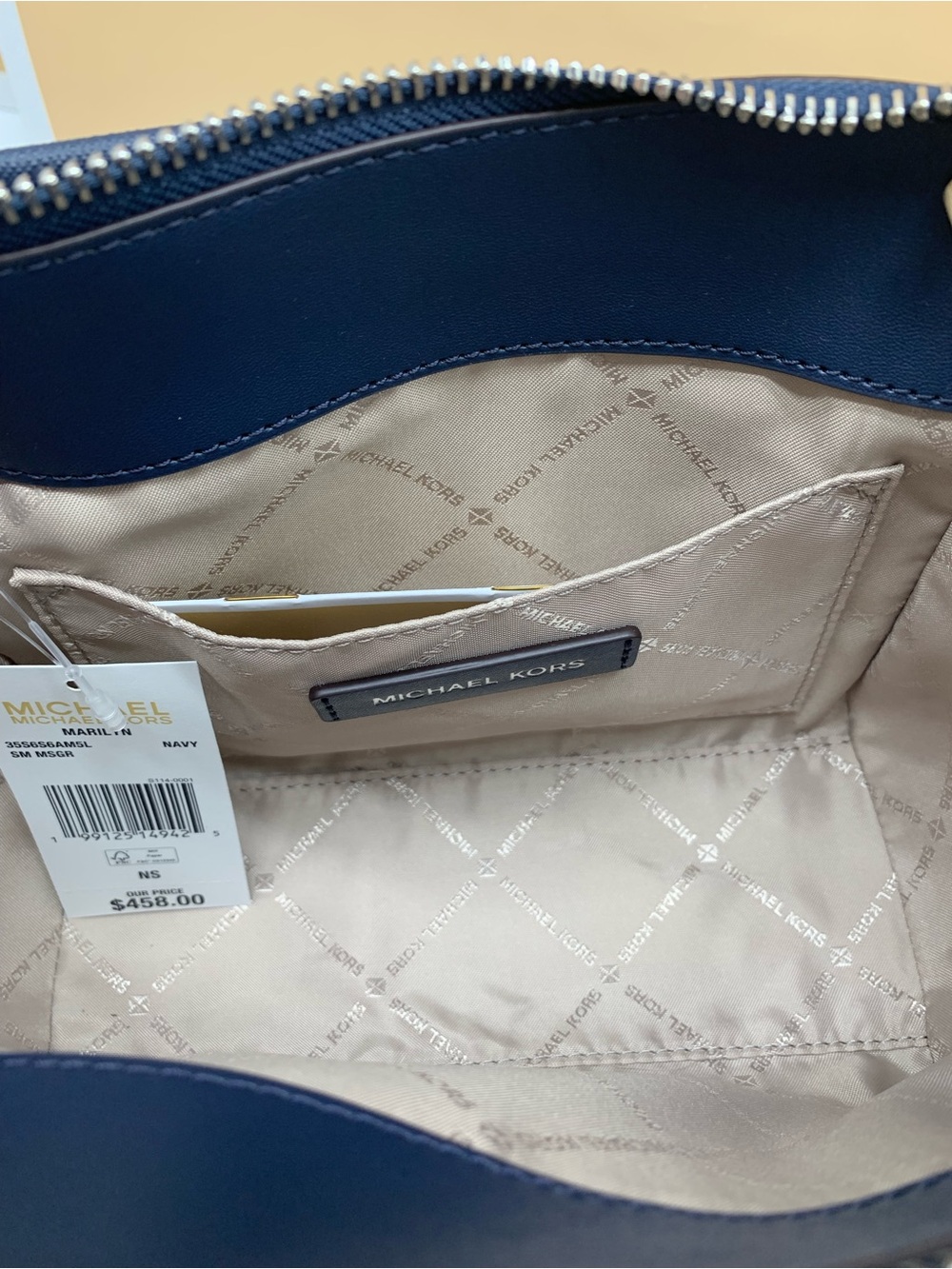 Michael Kors Marilyn Navy Floral Applique Satchel - Picture 12 of 15